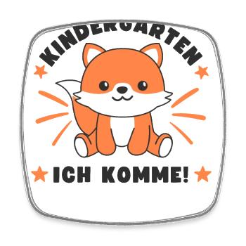 Kindergarten Ich Komme! Fuchs - Viereckiger Kühlschrankmagnet - Weiß - Vorne