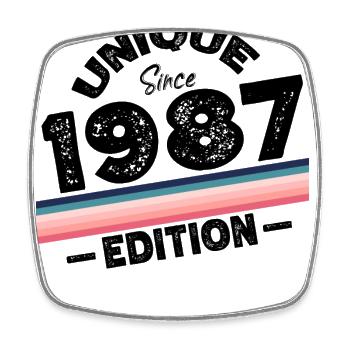 Unique seit 1987 Edition Geburtstag Vintage 1987 - Viereckiger Kühlschrankmagnet - Weiß - Vorne