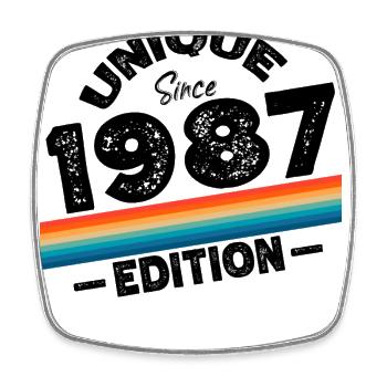 Unique seit 1987 Edition Geburtstag Vintage 1987 - Viereckiger Kühlschrankmagnet - Weiß - Vorne