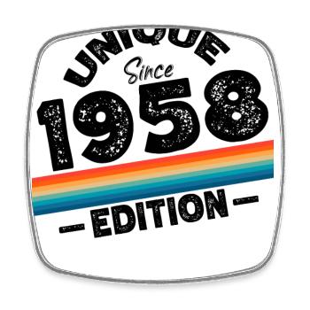 Unique seit 1958 Edition Geburtstag Vintage 1958 - Viereckiger Kühlschrankmagnet - Weiß - Vorne