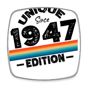 Unique seit 1947 Edition Geburtstag Vintage 1947 - Viereckiger Kühlschrankmagnet - Weiß - Vorne
