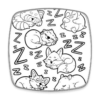 Schlafende Tiere: Capybara, Fuchs, Corgi, Otter - Viereckiger Kühlschrankmagnet - Weiß - Vorne