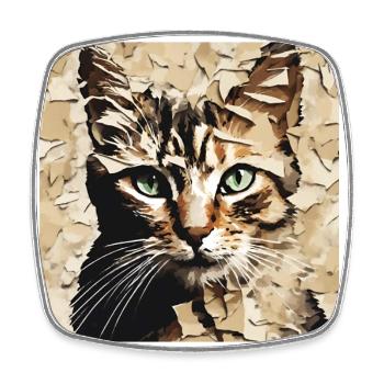 Katze aus Papier - Kunstvolles Katzenmotiv - Viereckiger Kühlschrankmagnet - Weiß - Vorne