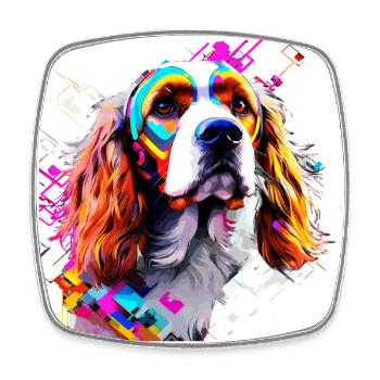 English Cocker Spaniel Artistically Designed - Square fridge magnet - white - Front