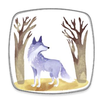blue-grey fox - little vixen - fantasy motif - Square fridge magnet - white - Front