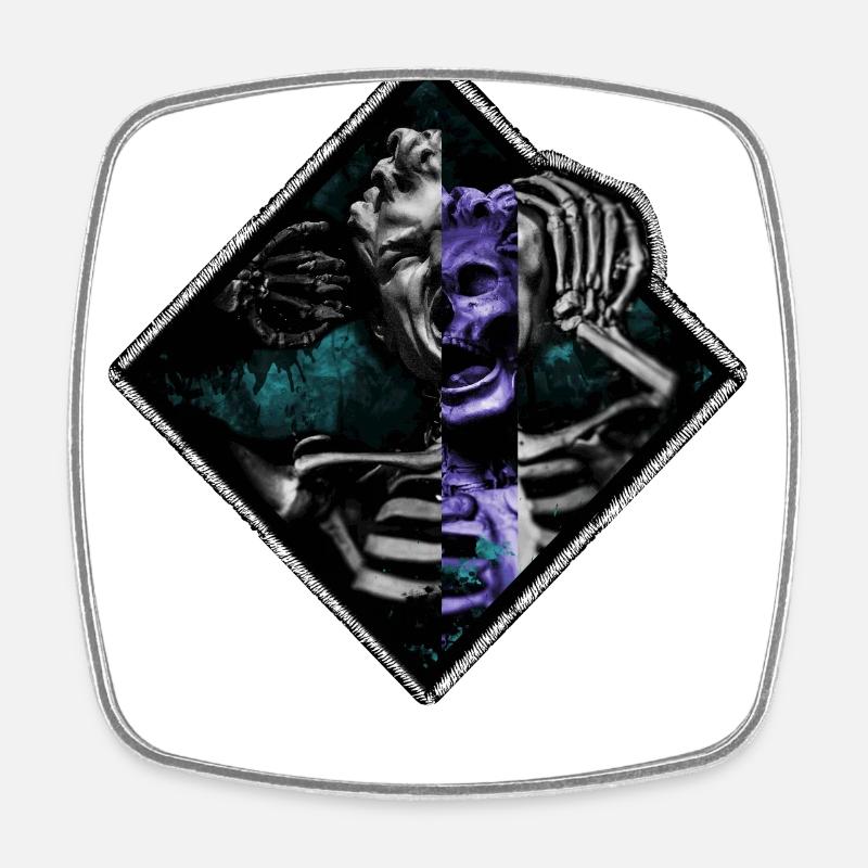Screaming Sculpture, Artwork, Skull, Modern - Square fridge magnet - white