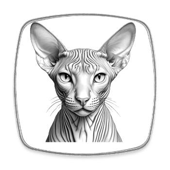 Coole Sphynx-Katze - Viereckiger Kühlschrankmagnet - Weiß - Vorne