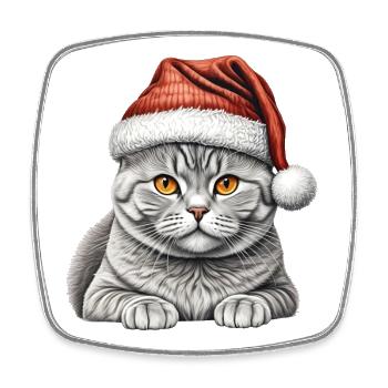 american shorthair christmas cat - Square fridge magnet - white - Front