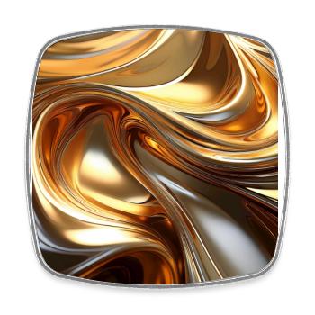 Golden Liquid Metal Waves – Modern Abstract Design - Square fridge magnet - white - Front