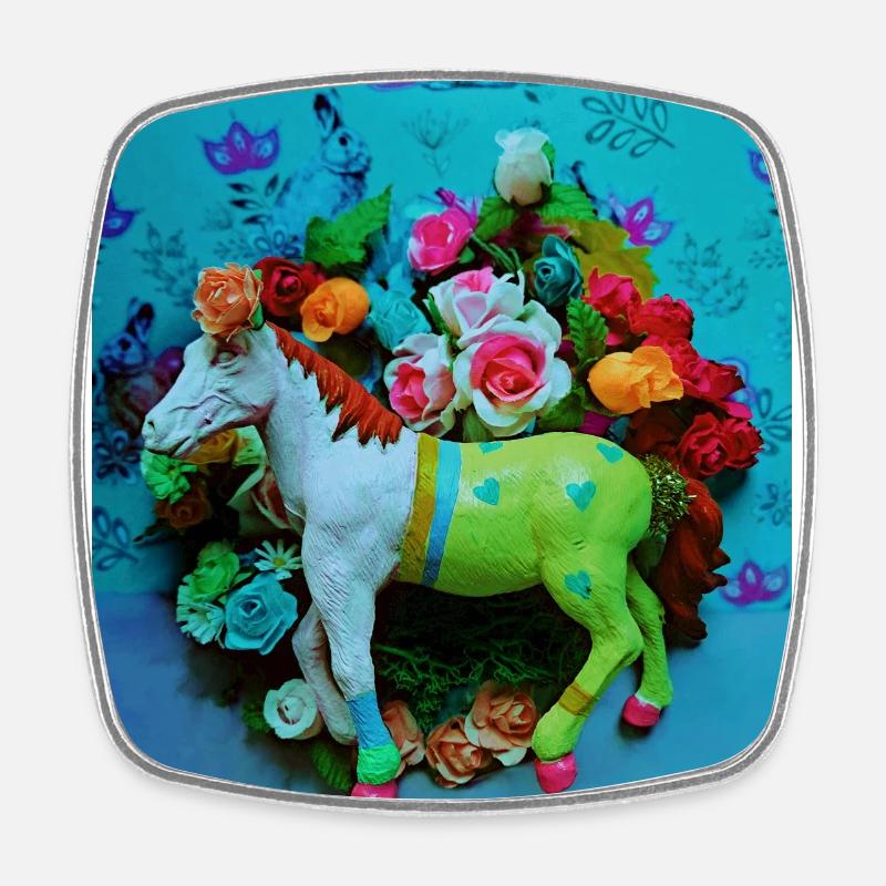 Carnival Horse - Square fridge magnet - white