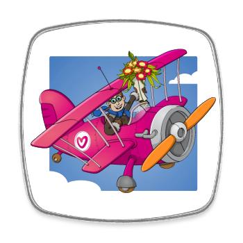 My valentine, pilot with flowers in airplane - Square fridge magnet - white - Front