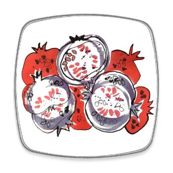 pomegranate - Square fridge magnet - white - Front