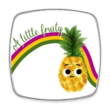 Sweet Pineapple with Rainbow & Text Stay fruity - Square fridge magnet - white - Front