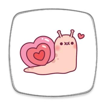 Cute Snail With Heart Shaped Shell - Square fridge magnet - white - Front