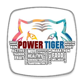 POWER TIGER - Tigeraugen und gute Infos - Viereckiger Kühlschrankmagnet - Weiß - Vorne