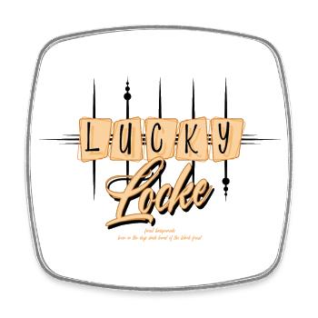 Lucky Locke Atomic - Viereckiger Kühlschrankmagnet - Weiß - Vorne