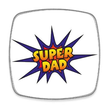 Superdad – Comic Logo for Hero Fathers - Square fridge magnet - white - Front