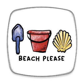 Beach Please / Schaufel / Strand / Sommer / Urlaub - Viereckiger Kühlschrankmagnet - Weiß - Vorne