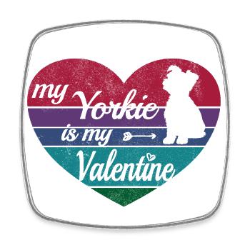 My Yorkie is my Valentine - retro sunset - Viereckiger Kühlschrankmagnet - Weiß - Vorne