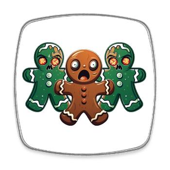 Walking Gingerbread - Viereckiger Kühlschrankmagnet - Weiß - Vorne