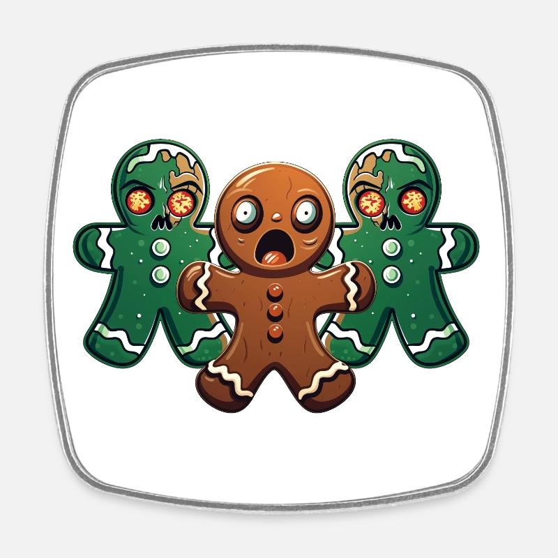 Walking Gingerbread - Viereckiger Kühlschrankmagnet - Weiß