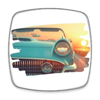 Classique turquoise au coucher du soleil - Magnet carré - blanc - Devant