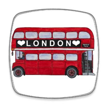 Londres Red Bus Double Decker Angleterre Ville touristique - Magnet carré - blanc - Devant