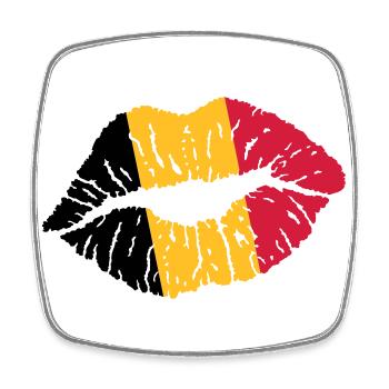 Kussmund (Italien, Frankreich, Irland) - Viereckiger Kühlschrankmagnet - Weiß - Vorne