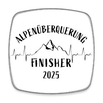 Alpenüberquerung Finisher 2025 - Geschenk Transalp - Viereckiger Kühlschrankmagnet - Weiß - Vorne