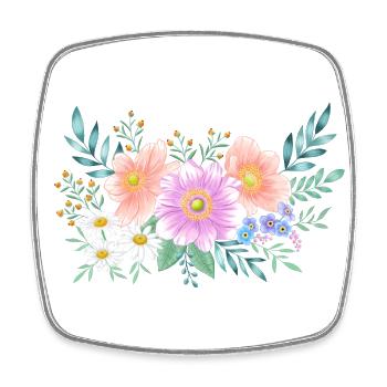 Flower frame with plenty of space for your own text - Square fridge magnet - white - Front