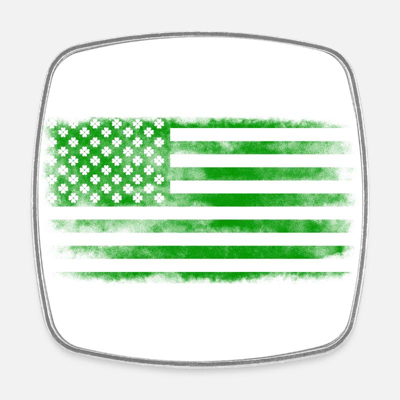 Drapeau de la Saint-Patrick irlandais américain lavé - Magnet carré - blanc
