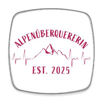 Alpenüberquererin 2025 - Alpenüberquerung Frau - Viereckiger Kühlschrankmagnet - Weiß - Vorne