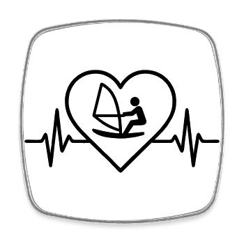 Windsurfing Surfboard Heart - Square fridge magnet - white - Front
