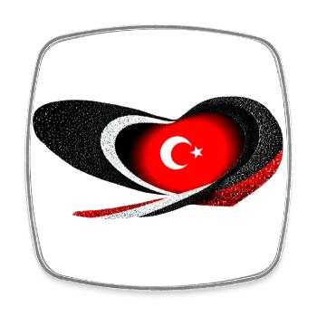 Heartveat Turkey - Viereckiger Kühlschrankmagnet - Weiß - Vorne