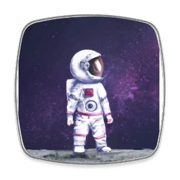 astronaut moon oil painting - Square fridge magnet - white - Front