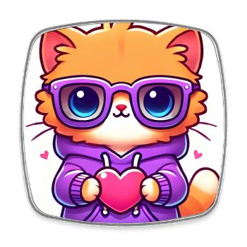 Cool Cat in Sunglasses with Heart - Square fridge magnet - white - Front