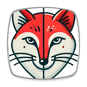 Geometrische gespaltene Fuchs-Illustration - Viereckiger Kühlschrankmagnet - Weiß - Vorne