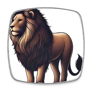 Majestic Lion Illustration TShirt - Square fridge magnet - white - Front