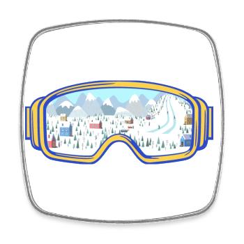 Ski Google, Snowboard - Viereckiger Kühlschrankmagnet - Weiß - Vorne