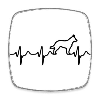 Heartbeat German Shepherd - Square fridge magnet - white - Front