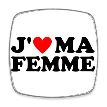 J' aime ma femme cadeau homme marié coeur rouge - Magnet carré - blanc - Devant