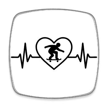 Skateboard Sport Skater Heart - Square fridge magnet - white - Front