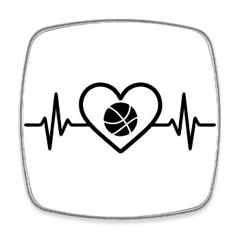 Herz Basketball Ball Korb - Viereckiger Kühlschrankmagnet - Weiß - Vorne