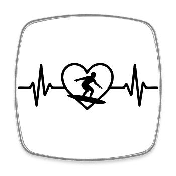 Surf Sport Surfer Heart - Square fridge magnet - white - Front