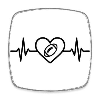 Heart Rugby Ball XV - Square fridge magnet - white - Front