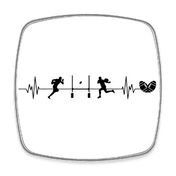 Rugby heartbeat rugby gift - Square fridge magnet - white - Front