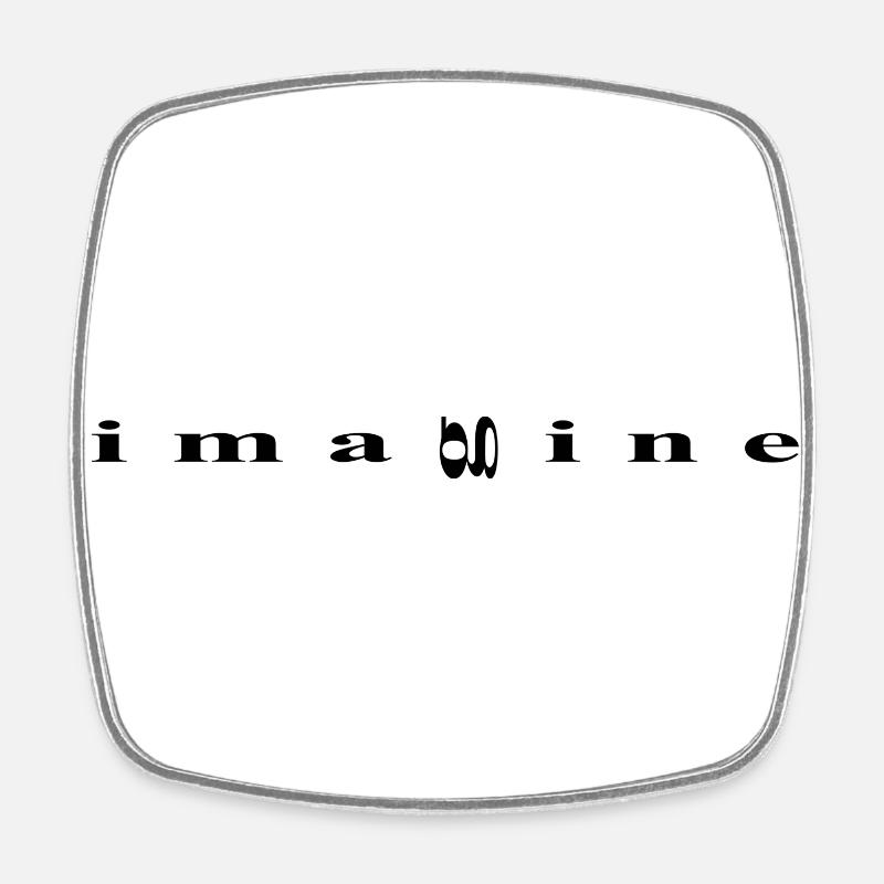 Imagine, minimalist design - Square fridge magnet - white
