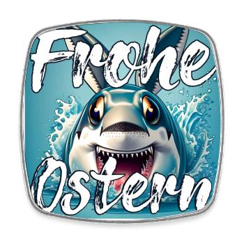 Osterei OsterHAI Wortspiel witzig - Viereckiger Kühlschrankmagnet - Weiß - Vorne