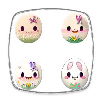 Oeuf de Pâques Visages d’oeufs de Pâques - Magnet carré - blanc - Devant