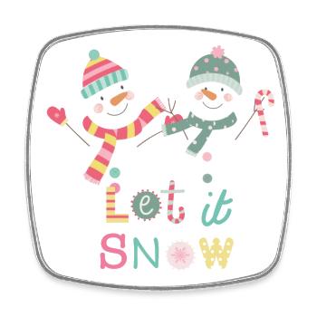 Fun Snowman Let It Snow Colorful Christmas - Square fridge magnet - white - Front